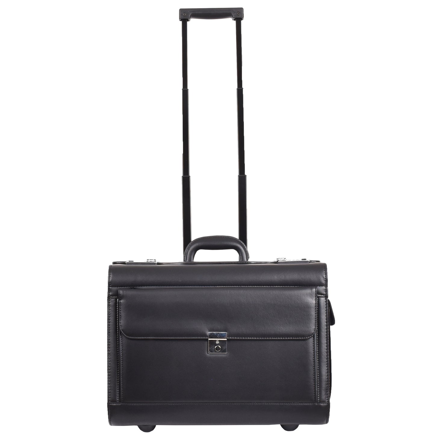 Wheeled Leather Pilot Case Flight Carry on Cabin Bag HOL691 Black 8