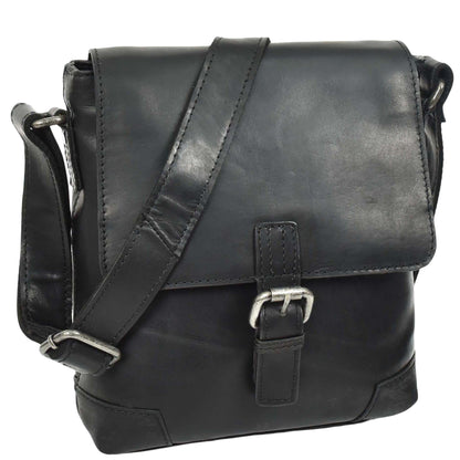 Durable Real Leather Man Flight Bag Cross Body Pouch Cannes Black 7