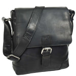 Durable Real Leather Man Flight Bag Cross Body Pouch Cannes Black 7