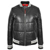 Womens Real Leather Puffer Bomber Jacket Dolly Black 7