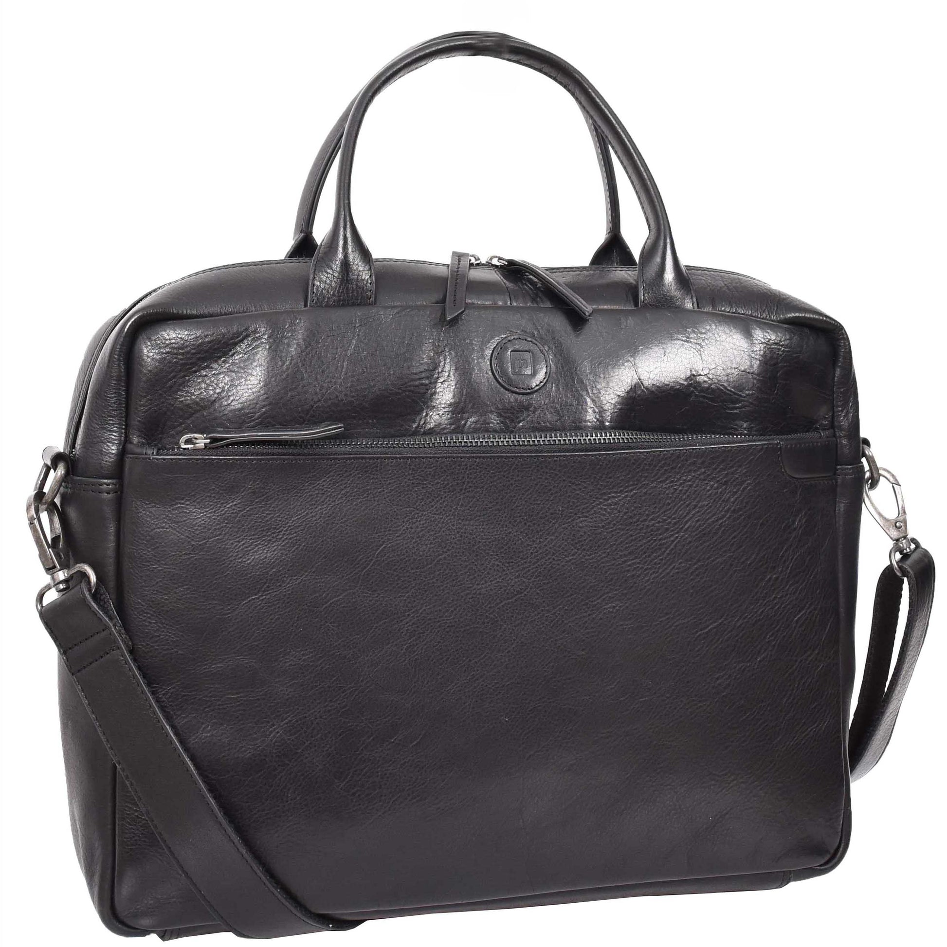 Vegetable Tanned Leather Briefcase Bag Satchel Laptop HOL3002 Black 8