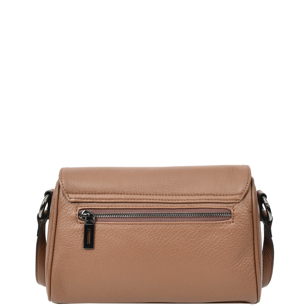 Womens Real Leather Cross Body Bag Small Organiser Classic Style Colette Brown-2