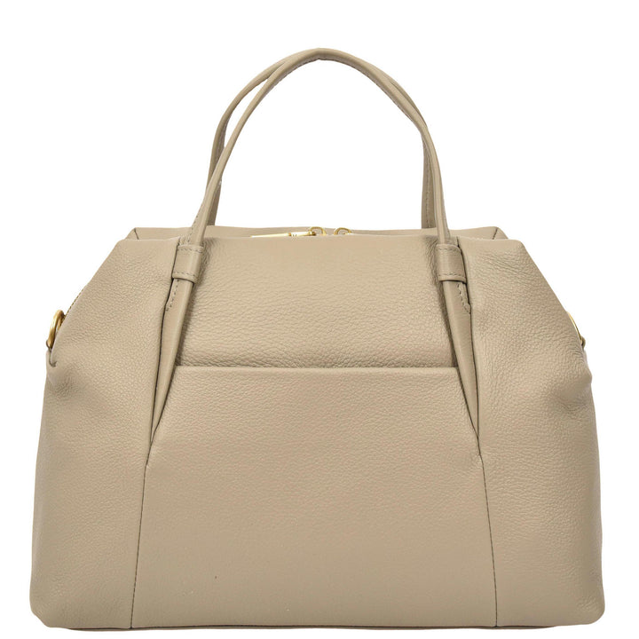 Women's Leather Satchel Handbag Large Tote Katy Grey 2