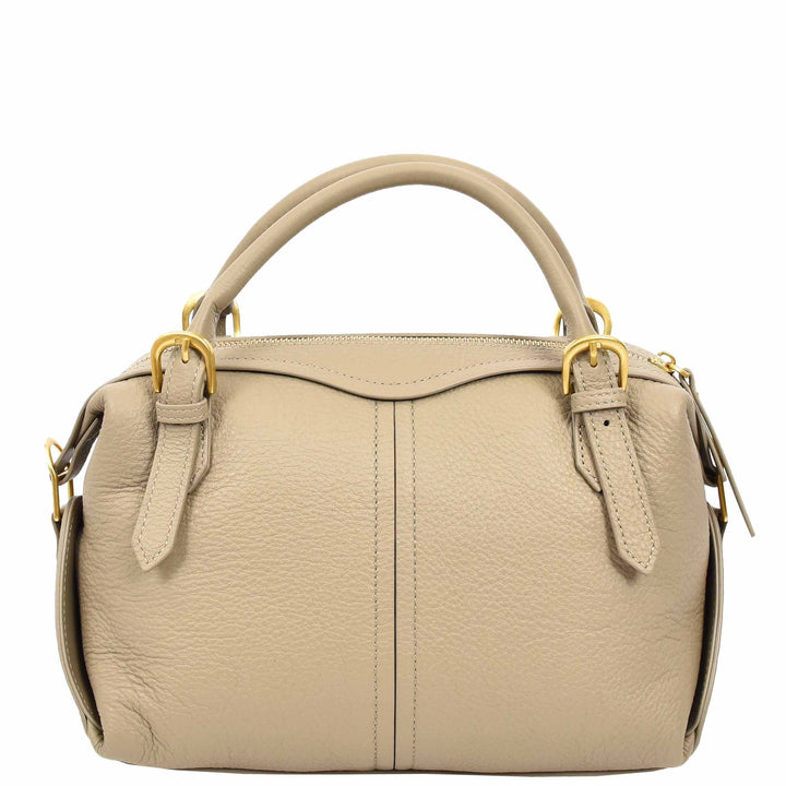 Women's Leather Satchel Handbag Top Handle Crossbody Purse Freya Taupe 5