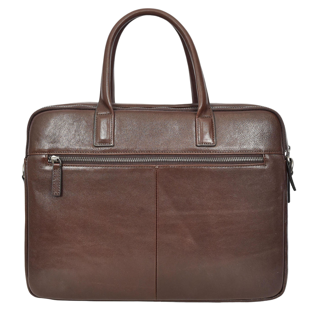 Mens Premium Leather Briefcase With Laptop Compartment Business Office Use Bag Felix Brown