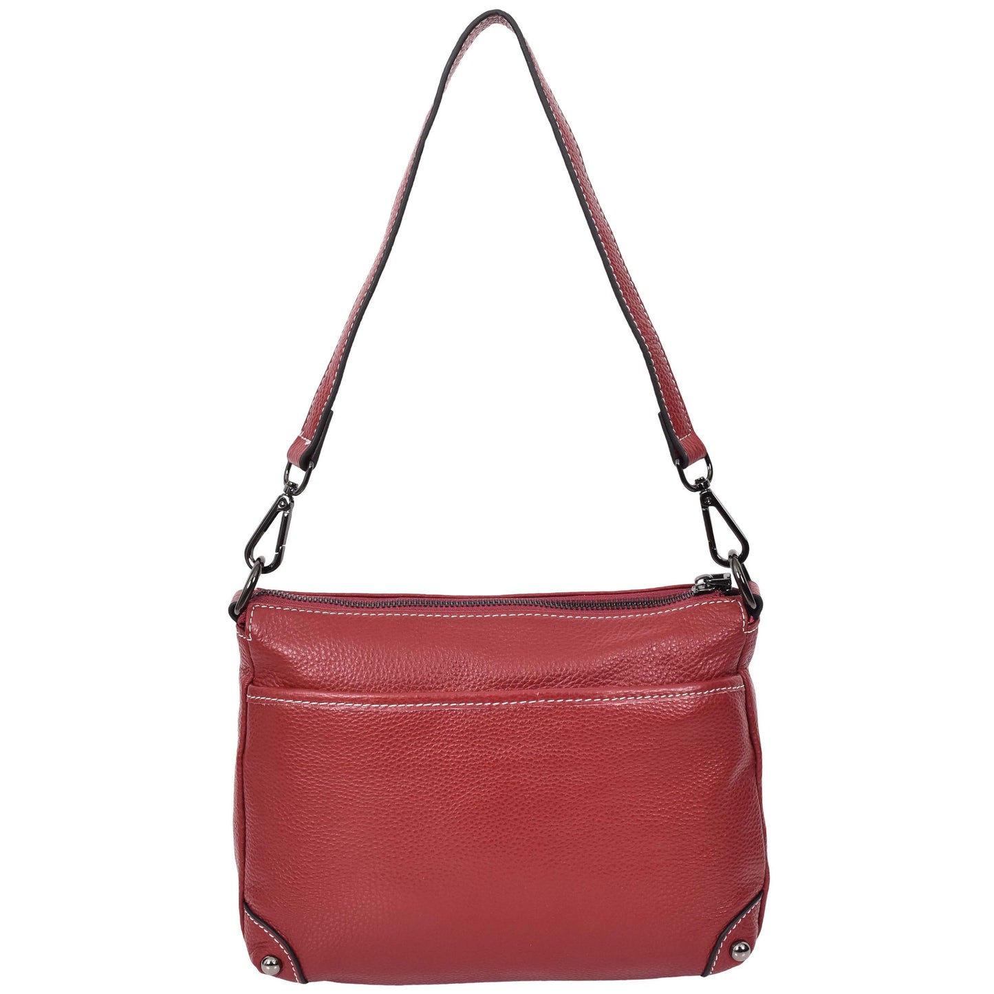 Womens Leather 2-in-1 Cross Body Shoulder Bag Olivia Red 1