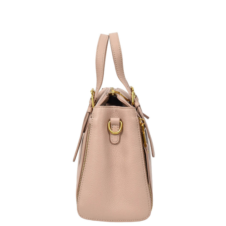 Womens Real Leather Handbag Small Size Top-Handle Style Juniper Pink-4