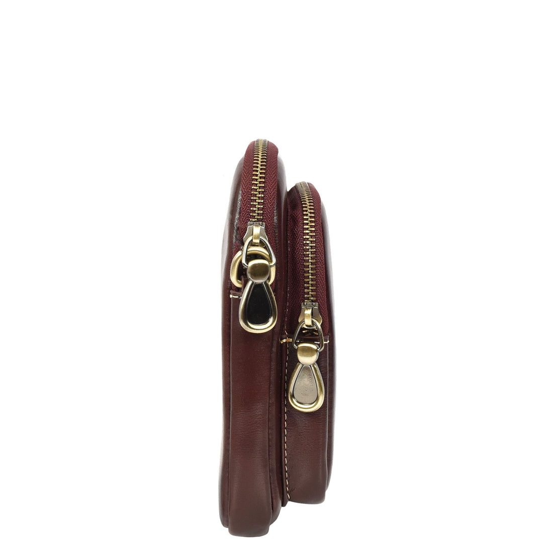 Womens Real Leather Sling Pouch Small Crossbody Bag Isobel Burgundy