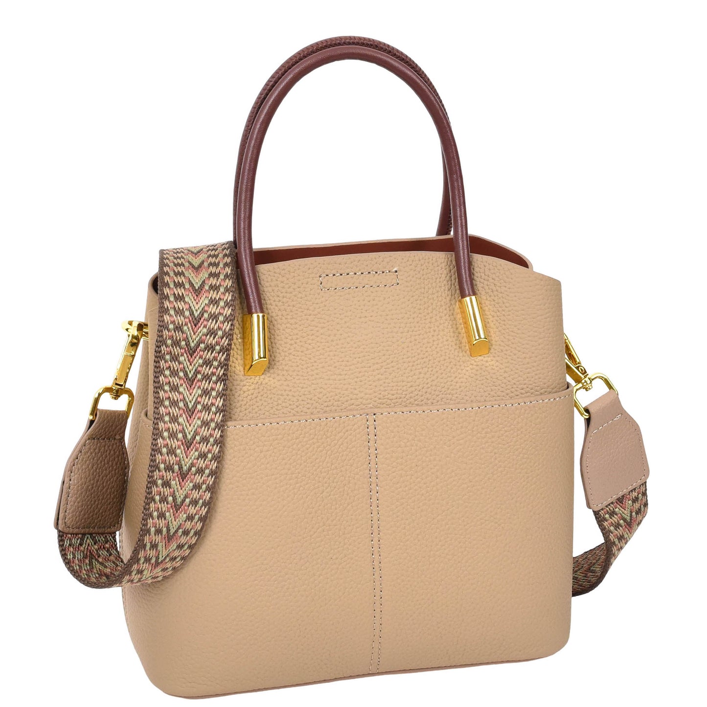 Womens Leather Top Handle Bag Ella Beige 2