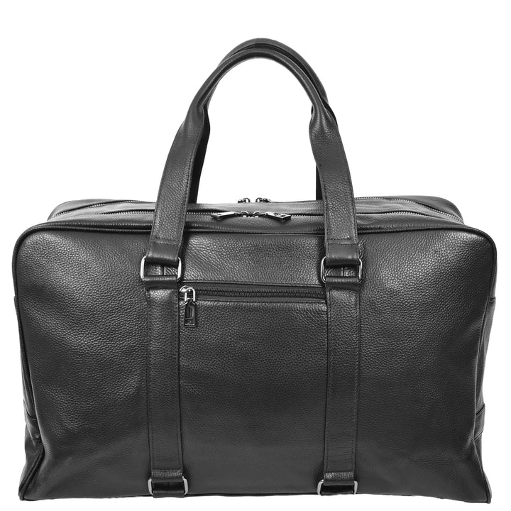 Leather Holdall Weekend Bag Preston Black 1