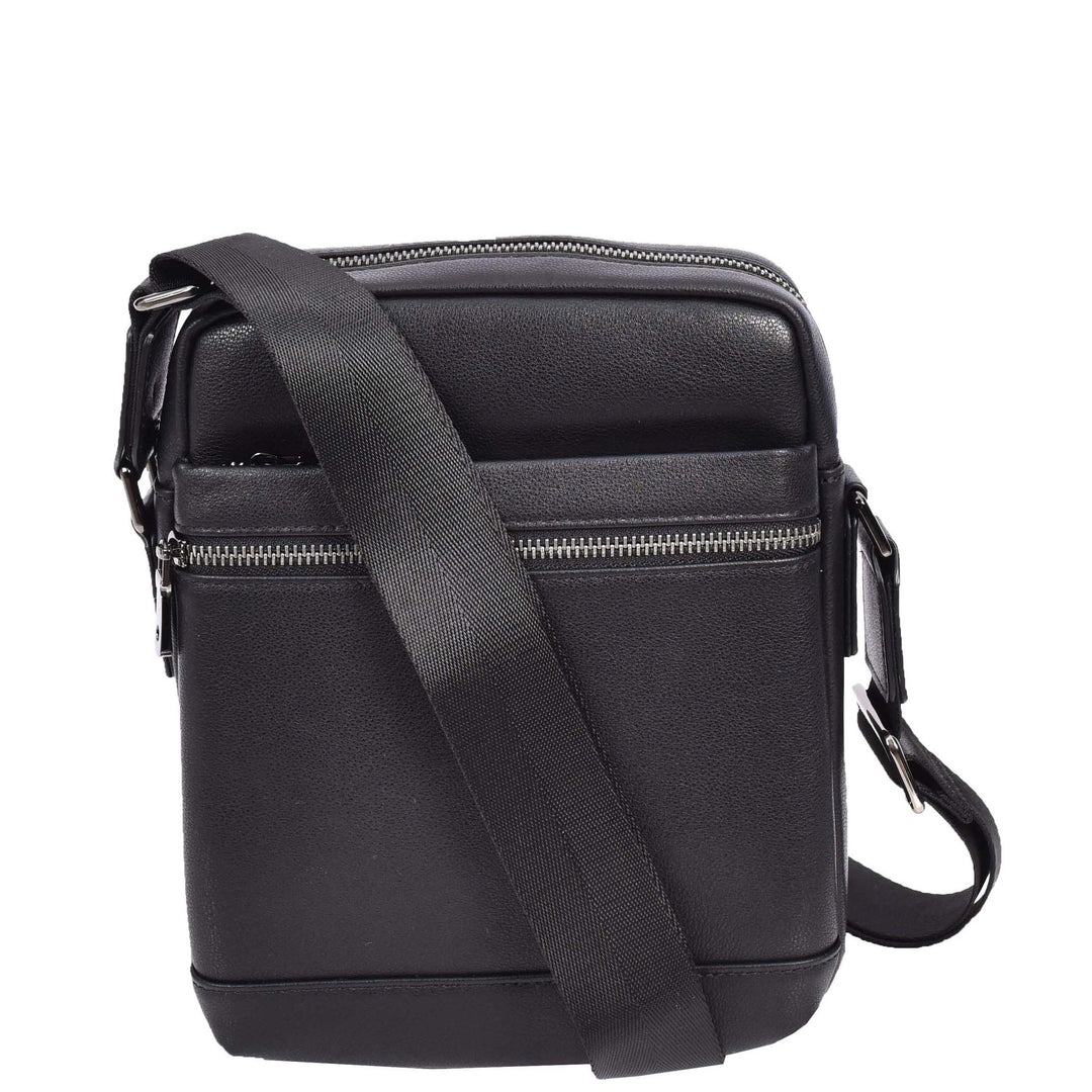 Mens Leather Cross Body Messenger Bag Justin Black| House of Leather