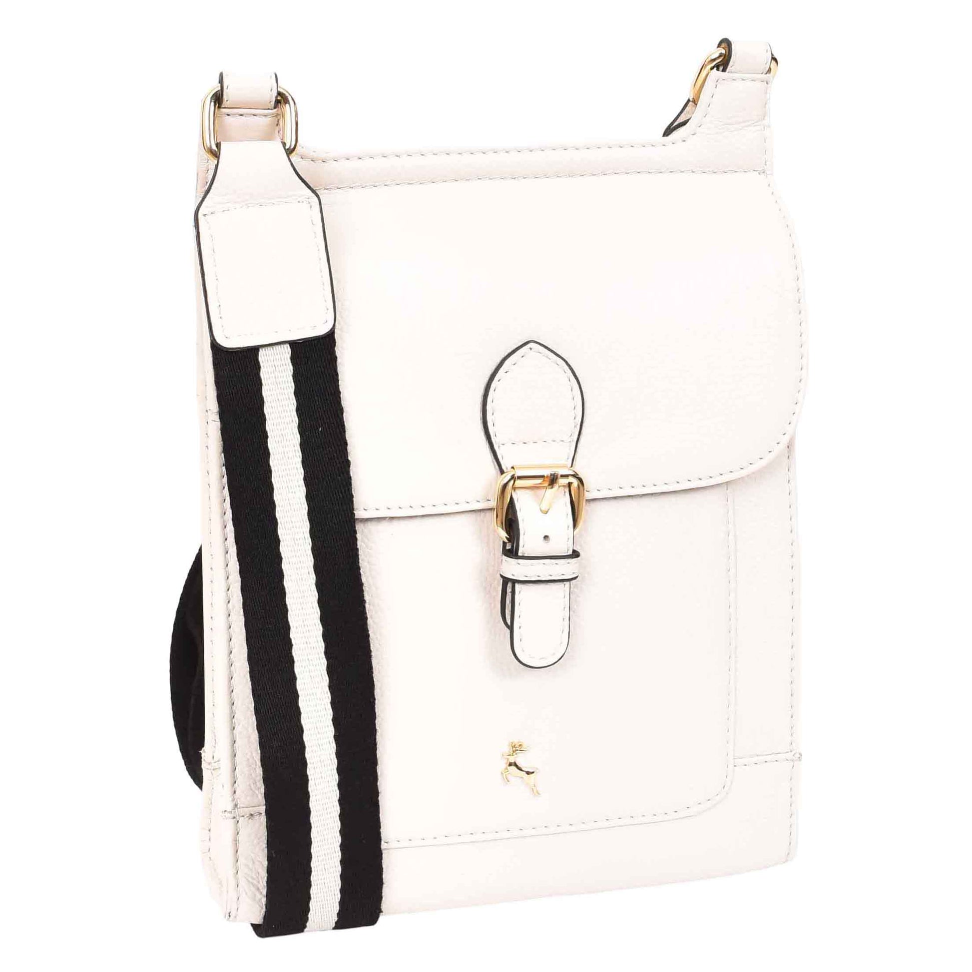 Womens Cross Body Leather Messenger Travel Bag HOL33 White 8