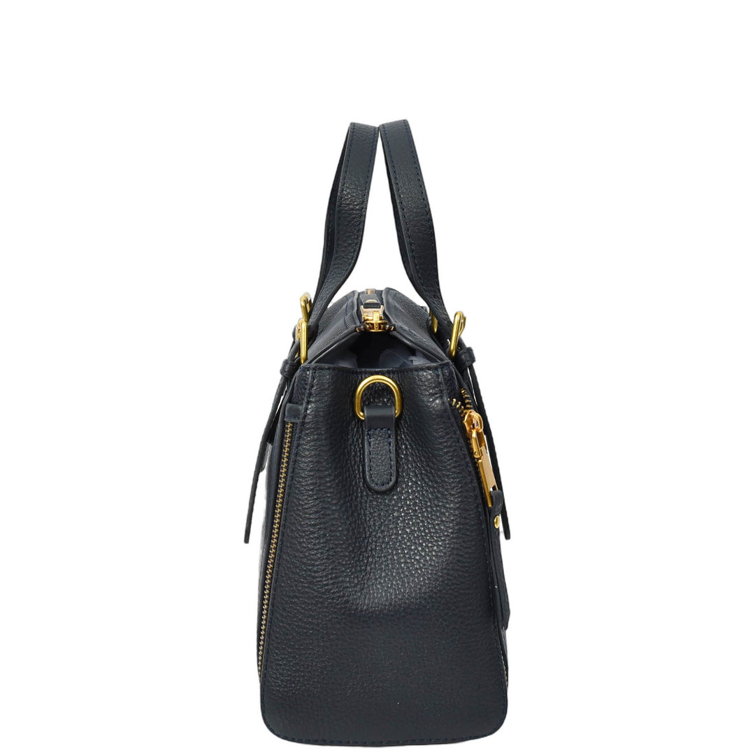 Womens Real Leather Handbag Small Size Top-Handle Style Juniper Blue-4