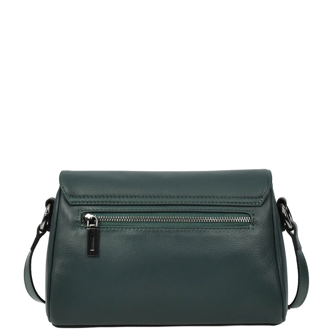 Womens Real Leather Cross Body Bag Small Organiser Classic Style Colette Green-2