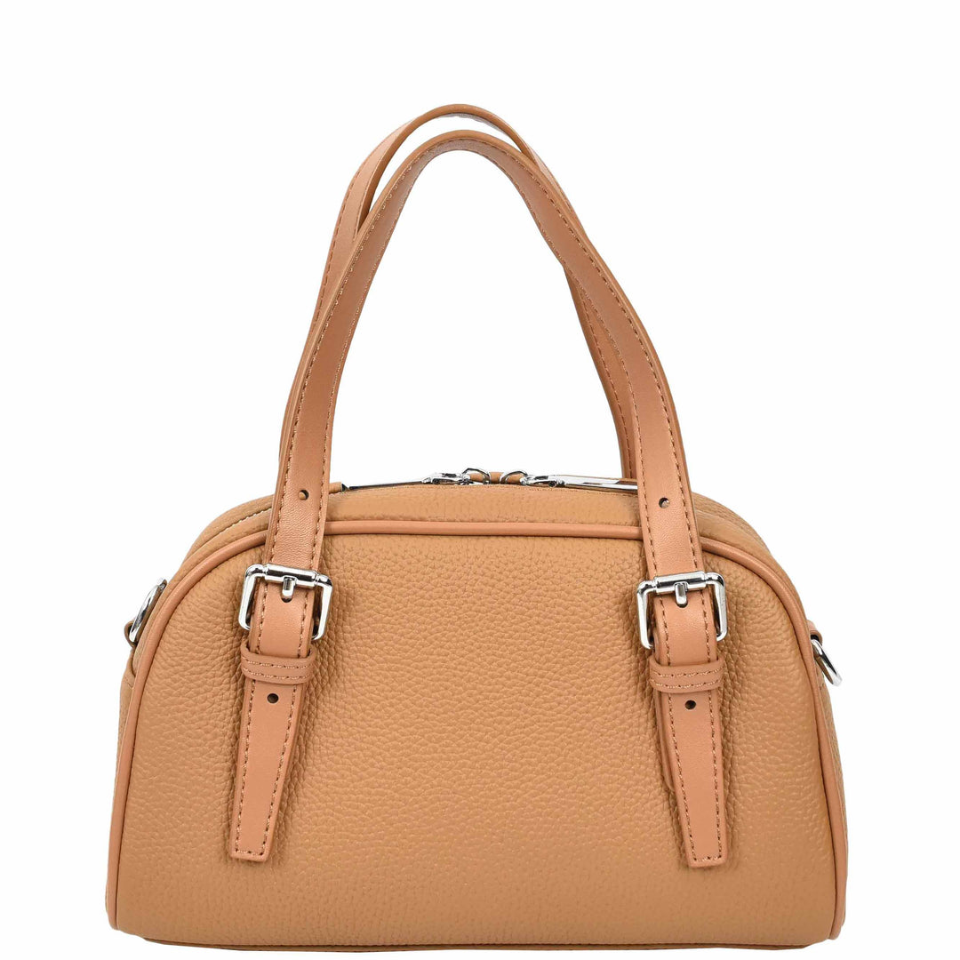 Women's Leather Satchel Handbag Quilted Stitch Design Anya Tan 5
