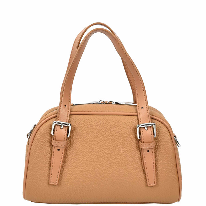 Women's Leather Satchel Handbag Quilted Stitch Design Anya Tan 5