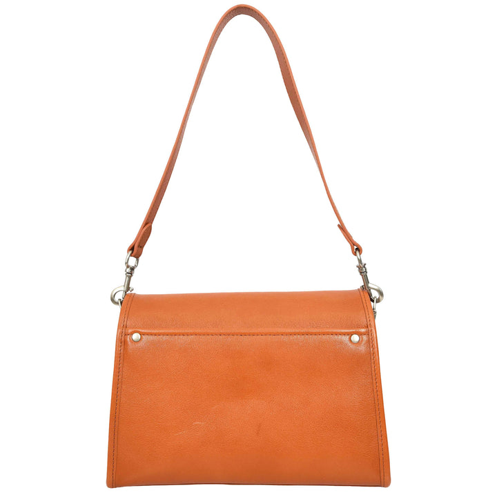Women's Genuine Leather Flap-Over Crossbody Shoulder Bag with 2-in-1 Style Arden Tan