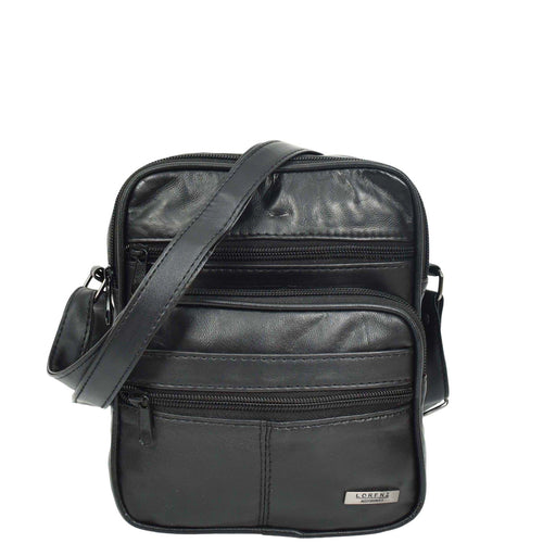 Soft Leather Man Bag Mens Cross Body Messenger Pouch HOL1541 Black