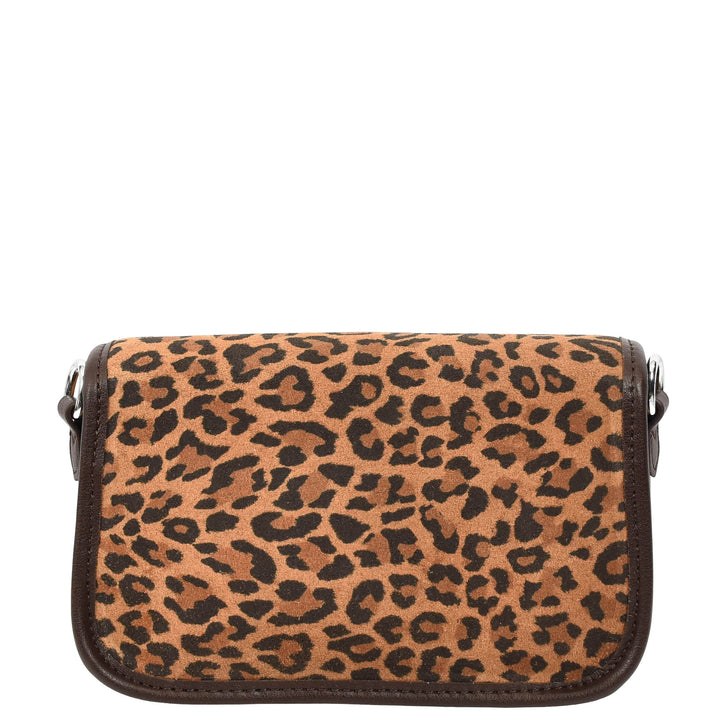 Women’s Real Suede Crossbody Bag Small Handbag Elodie Leopard Print 3