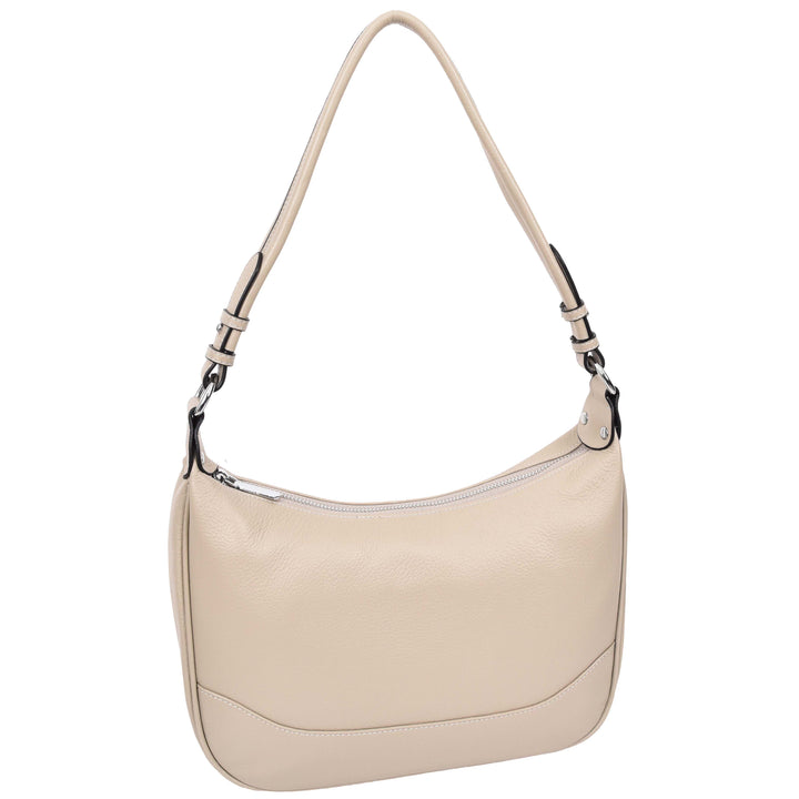 Womens Leather Hobo Style Shoulder Bag Daphne Taupe 2