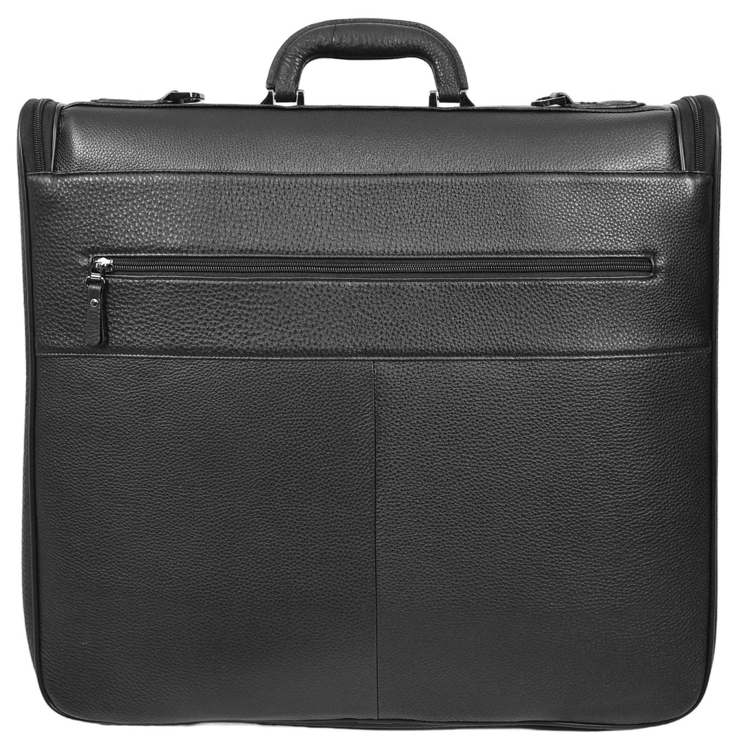 Real Leather Large Size Travel Garment Suit Carrier Bag Narok Black-2