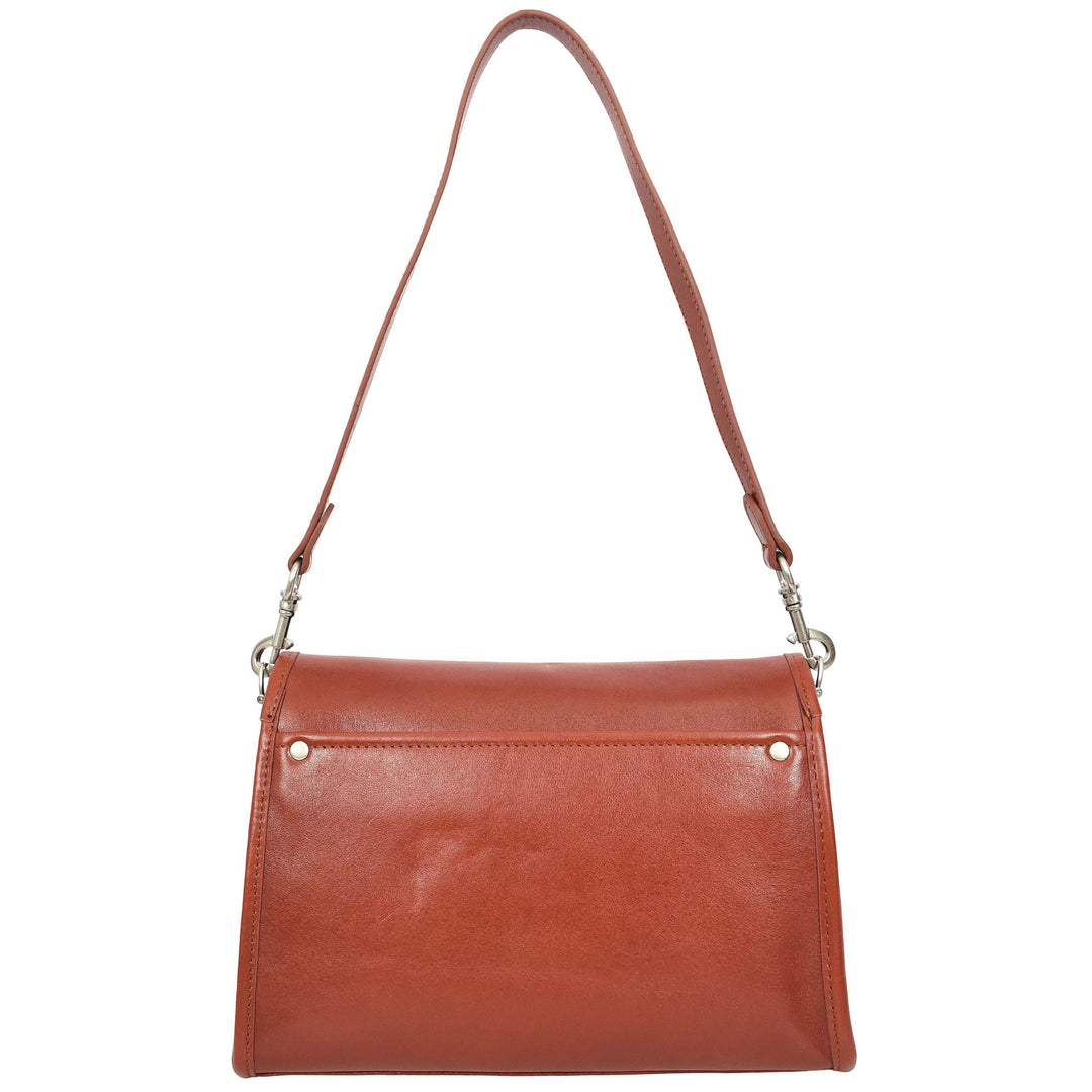 Women's Genuine Leather Flap-Over Crossbody Shoulder Bag with 2-in-1 Style Arden Burgundy