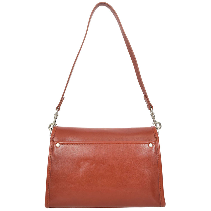 Women's Genuine Leather Flap-Over Crossbody Shoulder Bag with 2-in-1 Style Arden Burgundy