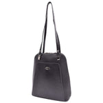 Womens Leather Backpack Mid Size Shoulder Bag Fern Black 8