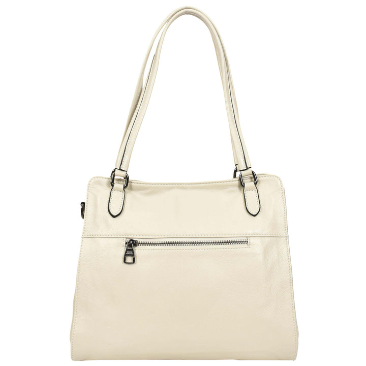 Women's Real Leather Shoulder Bag Classic 2-in-1 Adjustable Strap Timeless Design Hilda Taupe