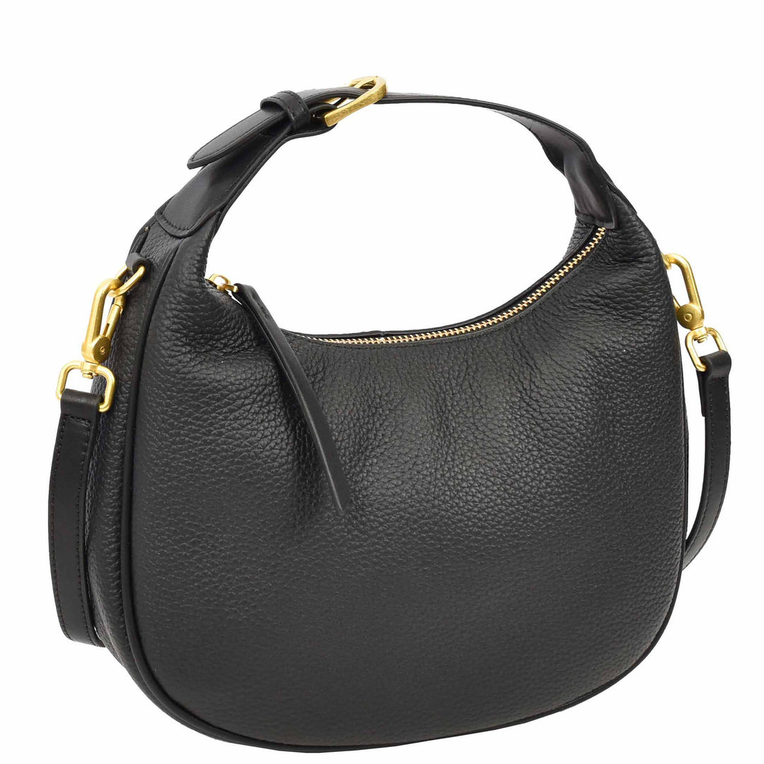 Women's Oval Shoulder Bag Leather Hobo Purse Dakota Black 5