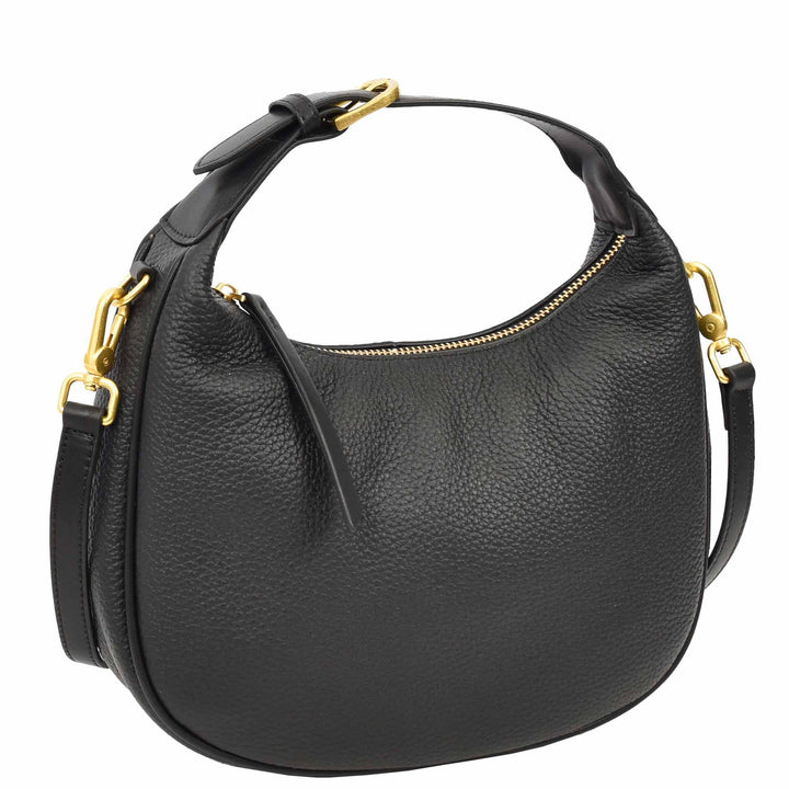 Women's Oval Shoulder Bag Leather Hobo Purse Dakota Black 5