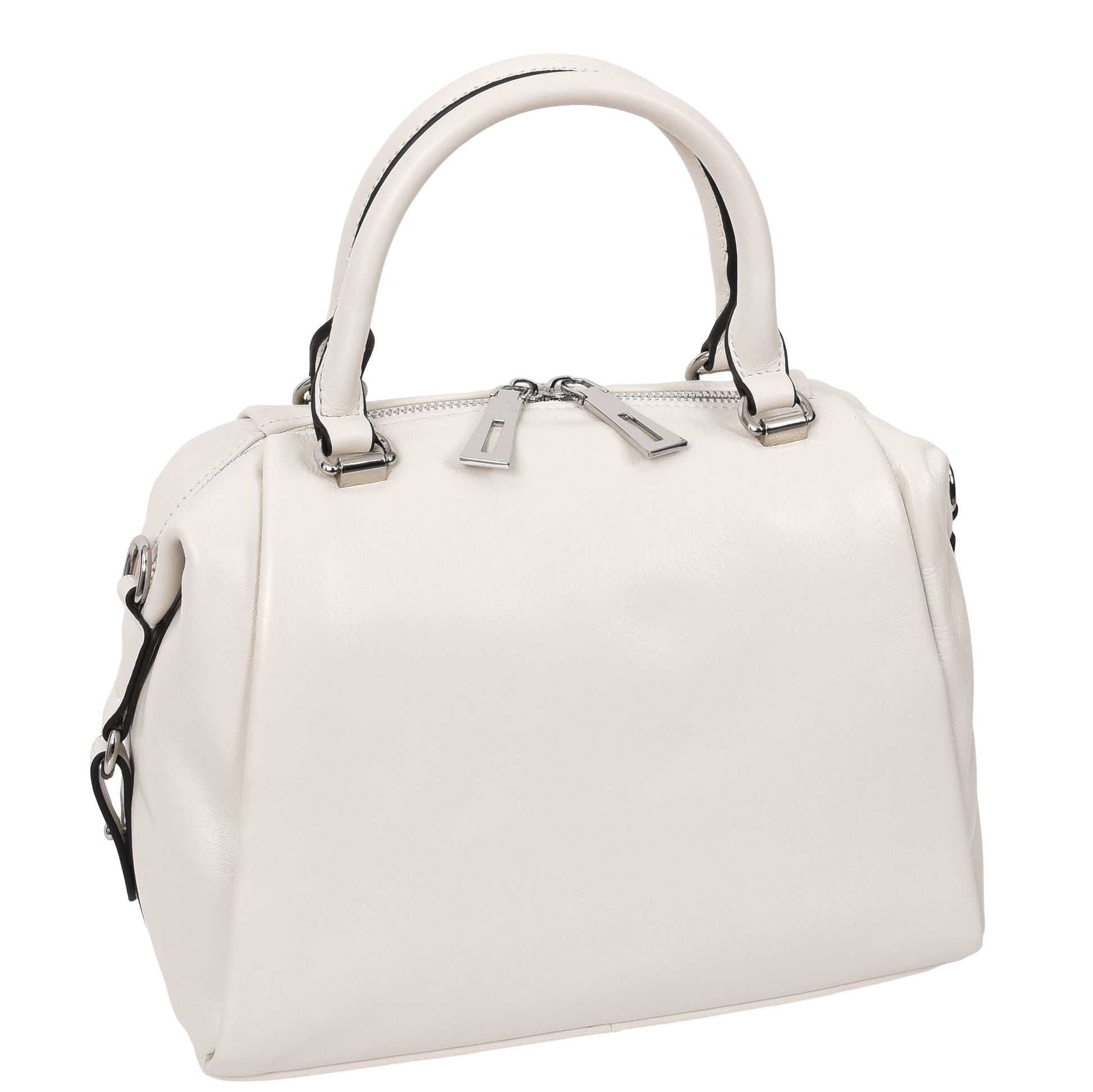 Womens Leather Small Barrel Shape Handbag Luna Ivory 2