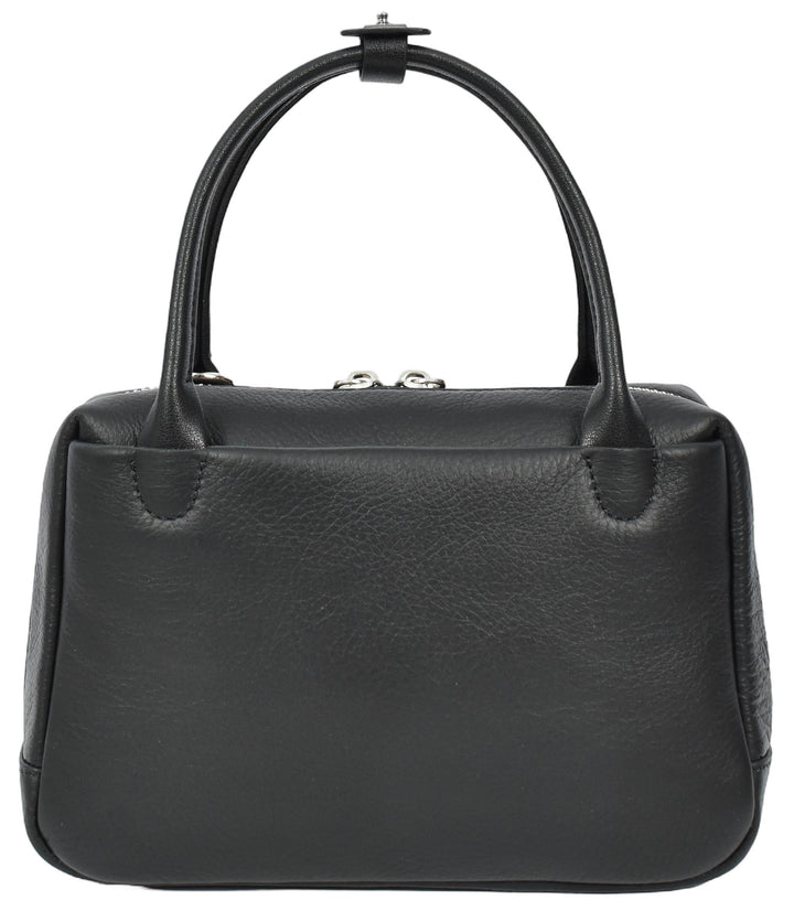 Womens Real Leather Handbag Small Top-Handle Style Beatrice Black-2