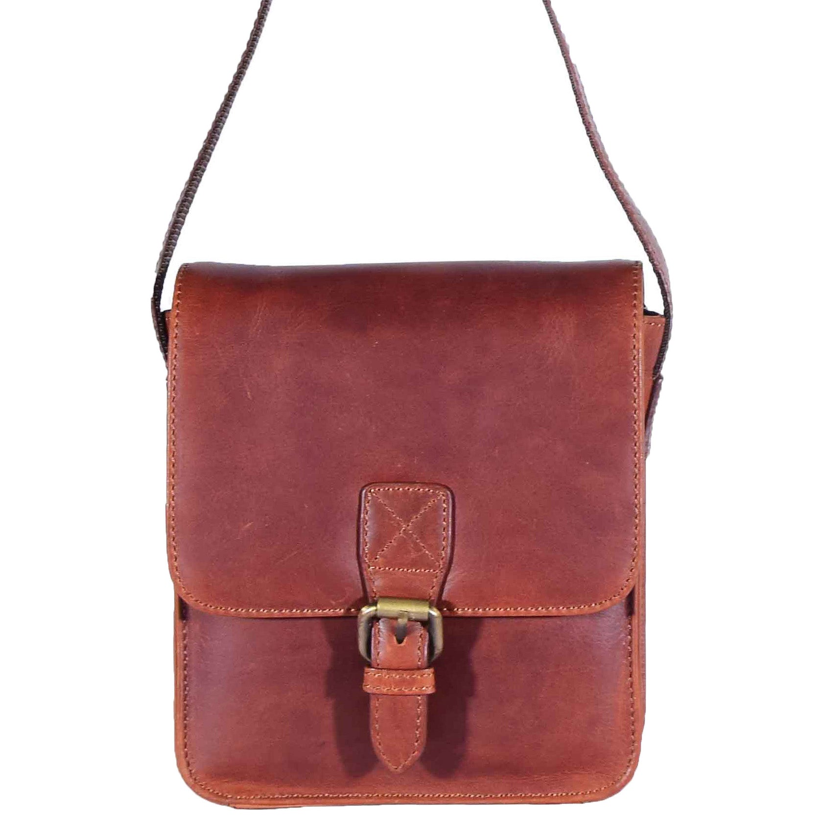 Mens Casual Real Leather Cross Body Organiser Bag NAPLES Tan 7