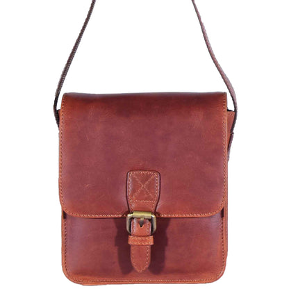 Mens Casual Real Leather Cross Body Organiser Bag NAPLES Tan 7