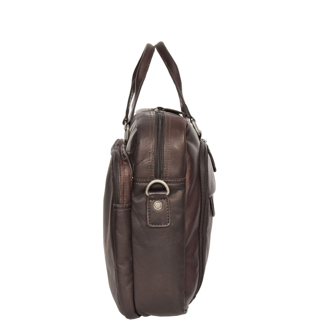 Copy of Mens Leather Laptop Organiser Briefcase HL341 Brown 4
