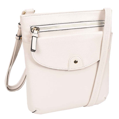 Womens Cross Body Sling Bag Leather Messenger HOL5 White 8