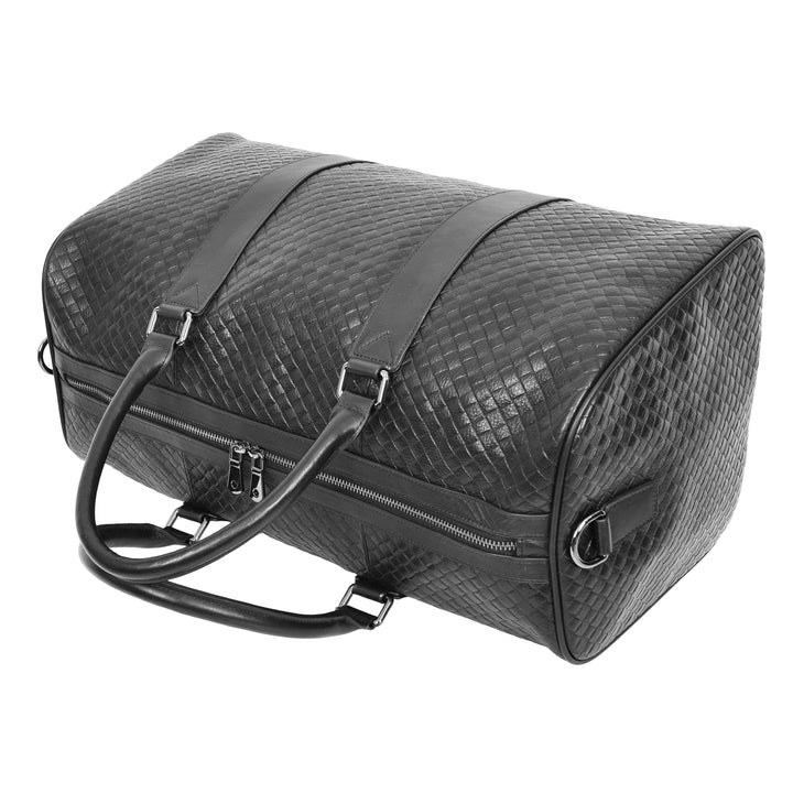 Men's Real Leather Holdall Bag With Laptop Section Weekender Travel Duffle Myles Black