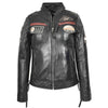 Ladies Leather Cafe Racer Biker Jacket Motorcycle Badges Rosa Black
