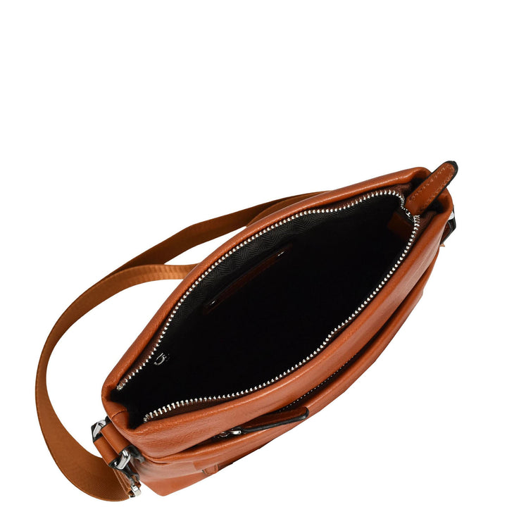 Mens Real Leather Cross body Bag Messenger Shoulder Flight Bag Classic Design Zion Tan