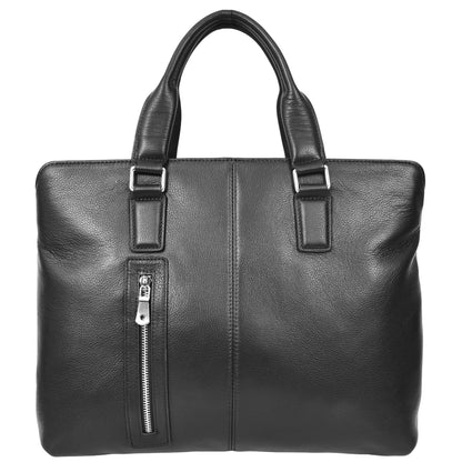 Real Leather Cross Body Briefcase Kingston Black 1