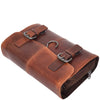 Real Leather Hanging Toiletry Wash Bag Mens Cruise Tan-6