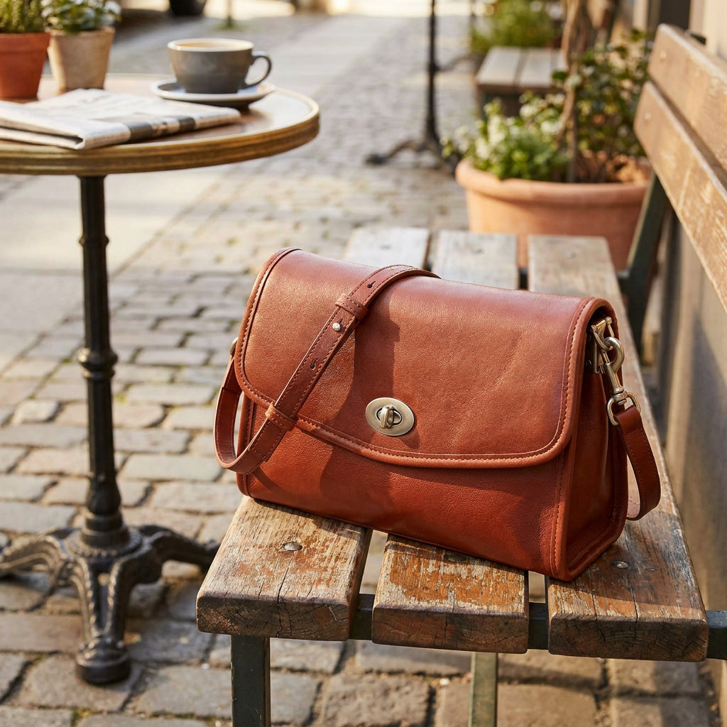 Women's Genuine Leather Flap-Over Crossbody Shoulder Bag with 2-in-1 Style Arden Burgundy