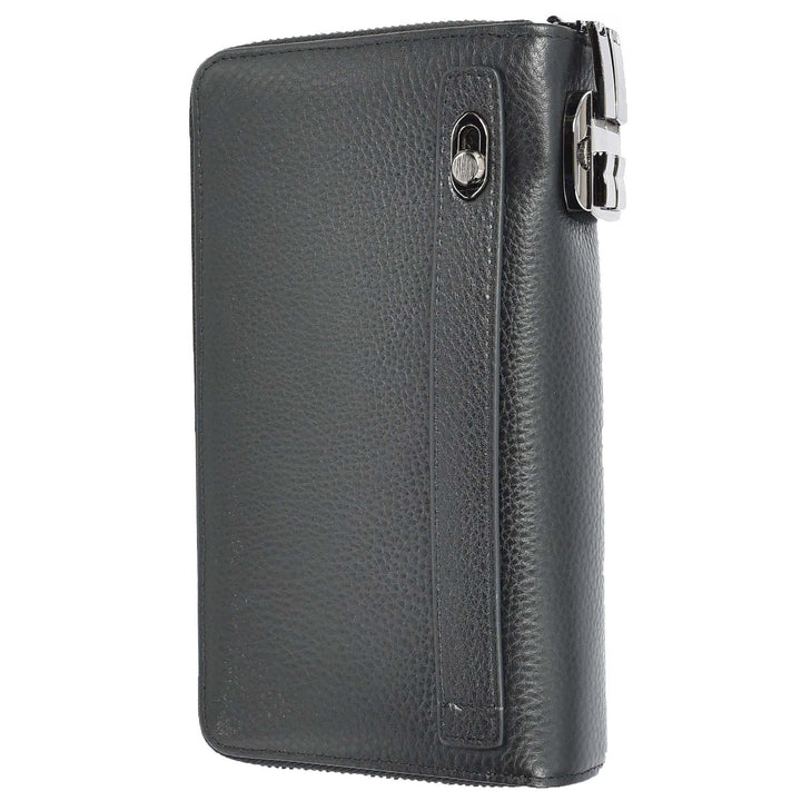 Womens Real Leather Clutch Purse Large Multi Slots Coins Cards Notes Wallet Pavia Black-4