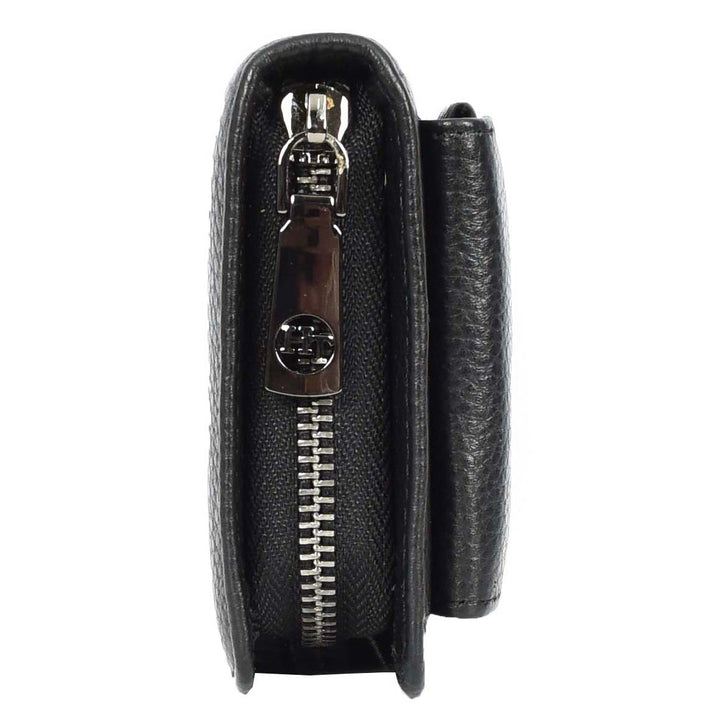 Womens Real Leather Purse Large Mobile ID Cards Glasses Organiser Clutch Wallet Arlon Black-6