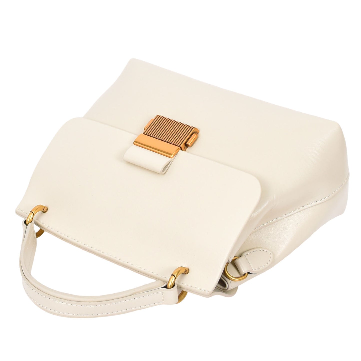 Womens Real Leather Small Handbag Gabriella White 4