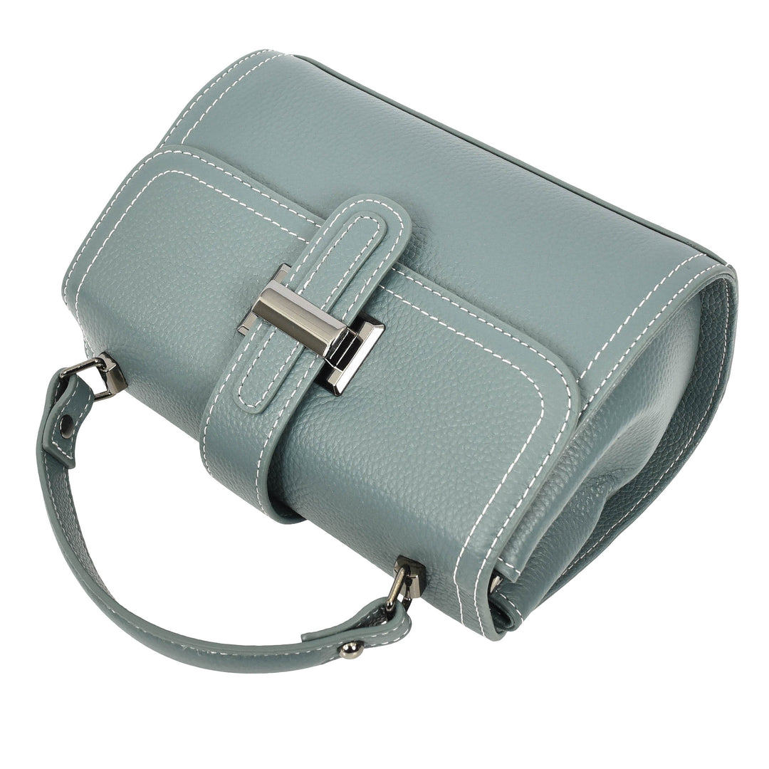 Womens Leather Shoulder Handbag Top Handle Crossbody Bag Polly Teal 5