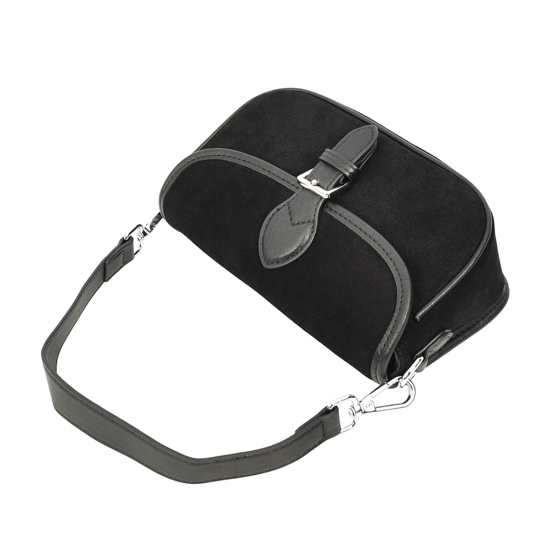 Women’s Real Suede Crossbody Bag Small Handbag Elodie Black 6