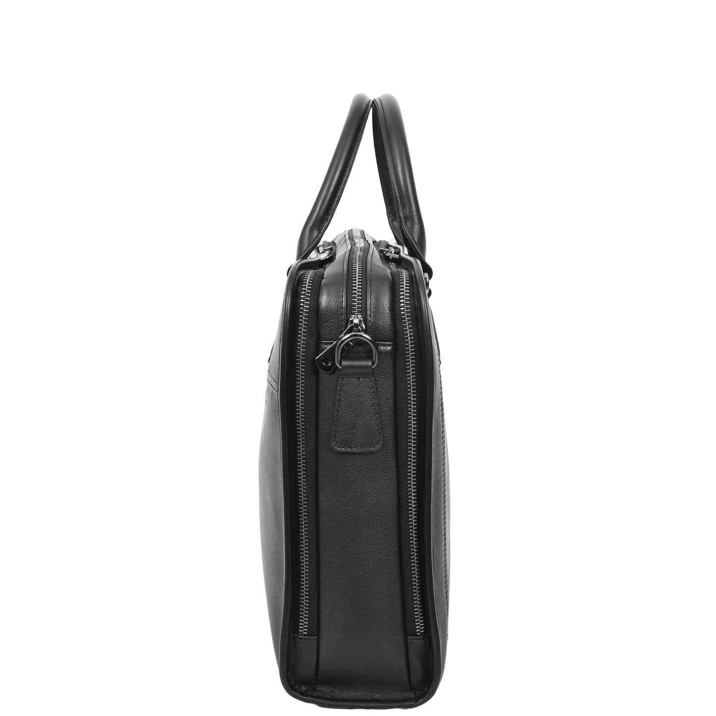 Real Leather Cross Body Briefcase Belmont Black 3