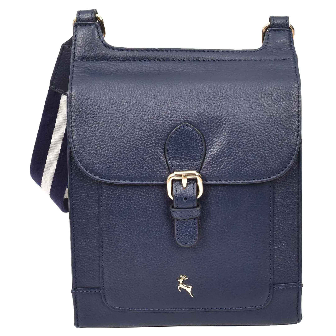 Womens Cross Body Leather Messenger Travel Bag HOL33 Navy 8